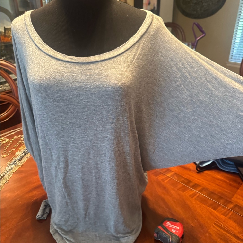 Elegant Heather Gray Long Sleeve Women's Top